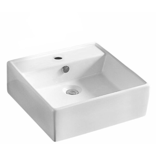 Square White Ceramic Basin Above Counter Wall-hung Sinks with Tap Hole 460x460x155mm