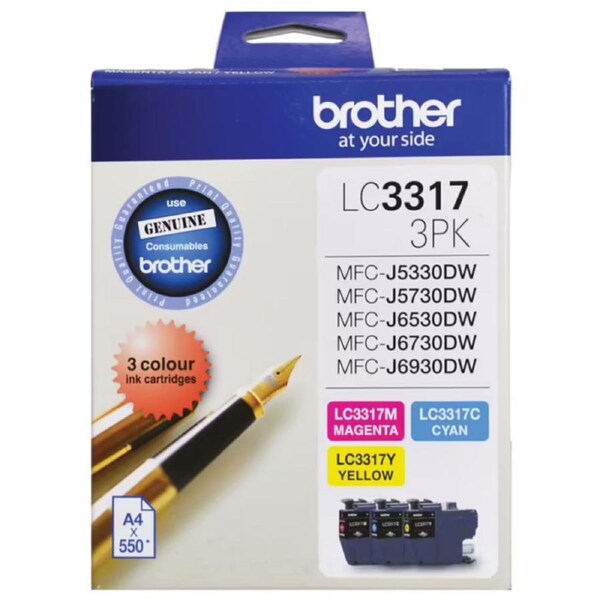 Brother LC3317 CMY Colour Ink Cartridge 3-Pack - Multi