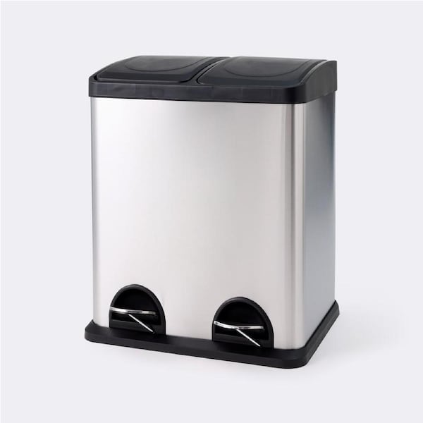 Brilliant Basics Compartment Rubbish Bin 30L - Silver