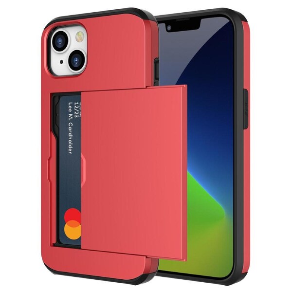ZUSLAB iPhone 14 Plus Case Slide Armor Card Holder Protective Shockproof Hard Back Cover For Apple (2022) - Red