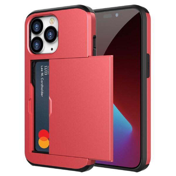 ZUSLAB iPhone 14 Pro Case Slide Armor Card Holder Protective Shockproof Hard Back Cover For Apple (2022) - Red