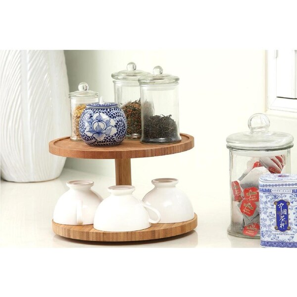 Bamboo Turntable 2 Tier Lazy Susan Tray - 28cm