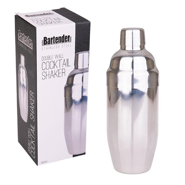 Bartender Stainless Steel Double Wall Cocktail Shaker 500ml