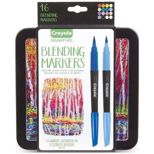 16pc Crayola Signature Blending Markers w/ Tin Art/Craft Drawing Stationery 9y+