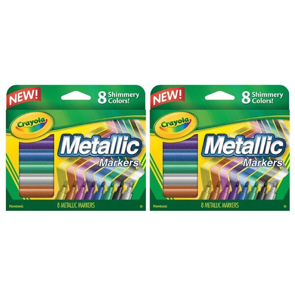 16x Crayola Metallic Markers Colouring/Drawing Art/Craft Kids Stationery 3y+