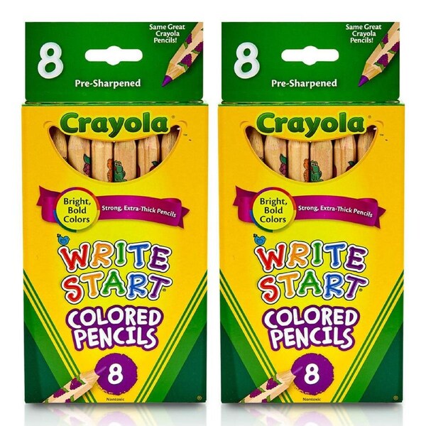 16x Crayola Write Start Pre-Sharpened Coloured Pencils Drawing Art/Craft Kids 6+
