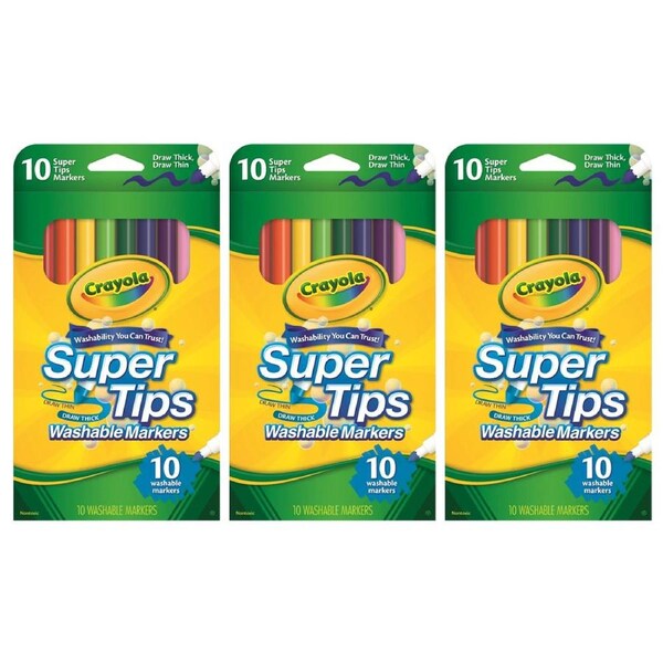 30x Crayola Super Tips Washable Colouring Markers Art/Craft Kids/Children 4y+