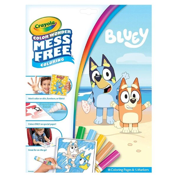 Crayola Wonder Mess Free Colouring Pages w/ Marker Bluey Kids Art/Craft 3y+