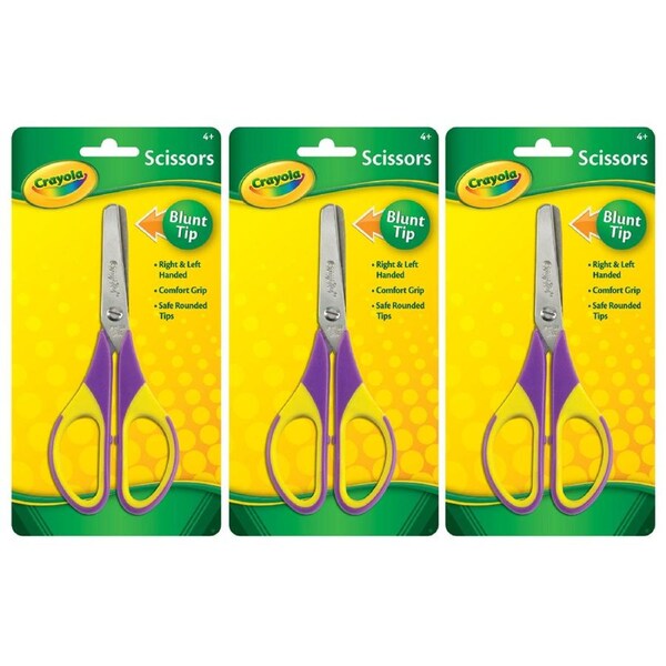 3x Crayola Blunt Tip Cutting Scissors Art/Craft Supply Kids/Children 4+ Assorted
