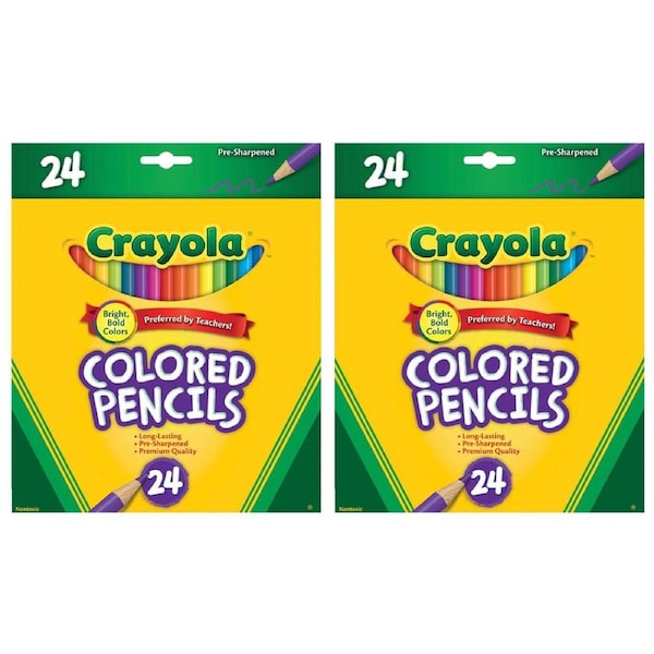 48x Crayola Pre-Sharpened Coloured Pencils Kids/Children Drawing Art/Craft 6y+