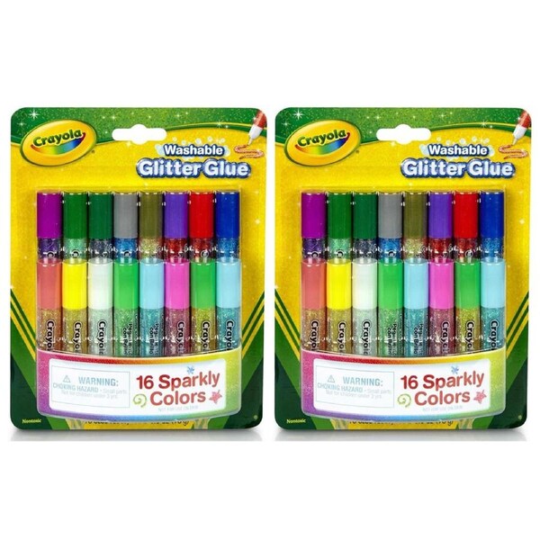 32x Crayola Washable Glitter Glue Sparkly Colour Tubes Art/Craft Kids 3y+