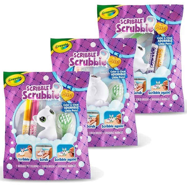 3x Crayola Scribble Scrubbies Pets Refresh Kids/Children Art/Craft Toy Assorted