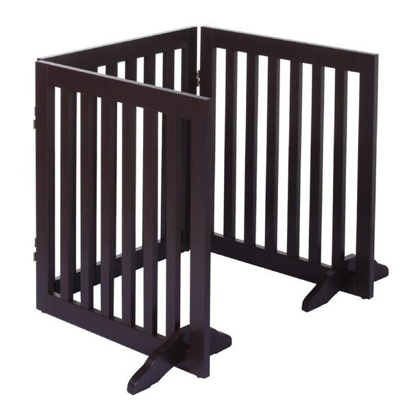 Charlie's Wooden 3 Panel Freestanding Dog Gate Brown