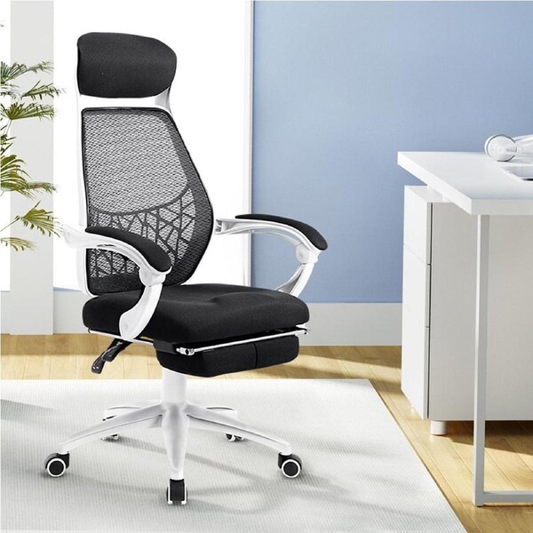 Artiss Office Chair Mesh Chairs Reline Black White Black and white