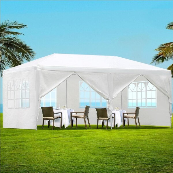 3x6m Gazebo InstaHut Marquee Wedding Party Tent Outdoor Camping Side Wall Canopy 6 Panel White