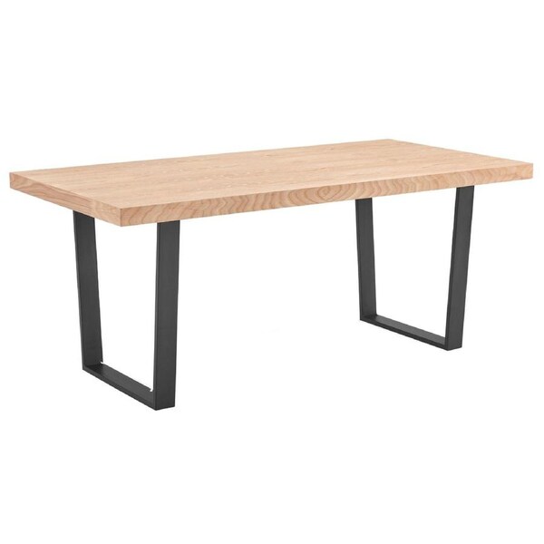 Petunia Dining Table 210cm Elm Timber Wood Black Metal Leg - Natural