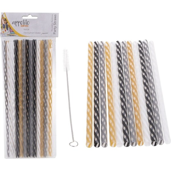 Appetito Set 24 Reusable BPA Free Glitz & Glam Straws