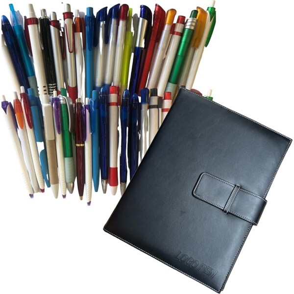 114x Ball Point Pen + Pens Holder Folder Gift School Office Business