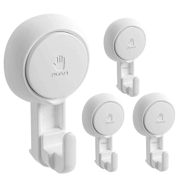 Suction Cup Hooks Wall Suckers 4 Pack Hooks Removable No Drilling for Coat Towel Key Hat Cloth Tool Vacuum Suction Hanging Holder Hanger for Bathroom Kitchen Door Window Mirror Glass