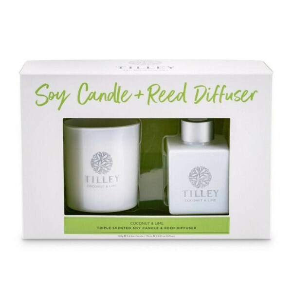 Tilley Coconut & Lime Candle & Reed Diffuser 2 Piece Gift Set