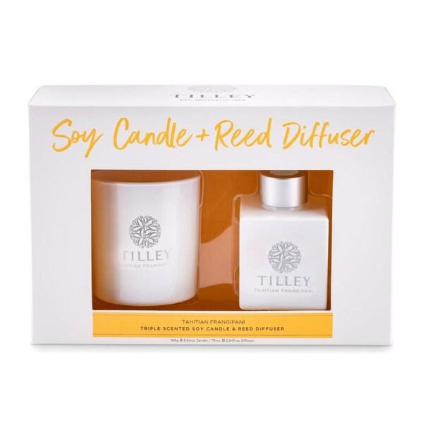 Tilley Tahitian Frangipani Candle & Reed Diffuser 2 Piece Gift Set