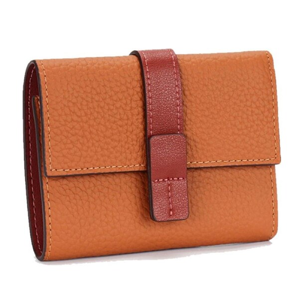 Women Genuine Leather Trifold Wallet - Brown