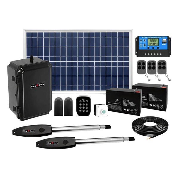 KingTech 40W Solar Powered Automatic Double Swing Gate Opener Kit - 350kg per Leaf Max 7m