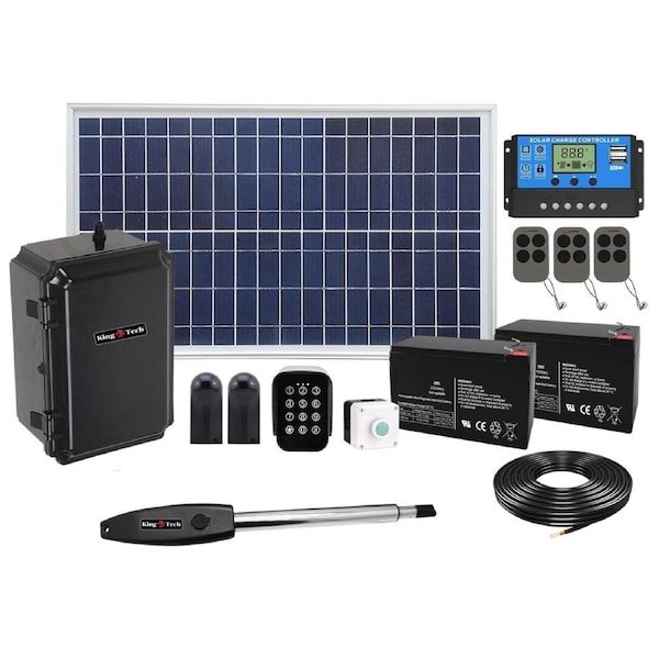 KingTech 24V Solar Power Automatic Single Swing Gate Opener Kit 300kg per Leaf Max 3.5m
