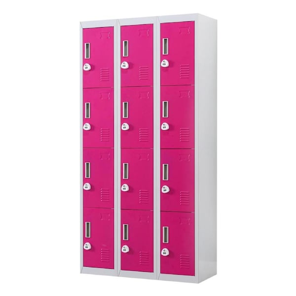 12-Door Locker for Office Gym Shed School Home Storage - 3-Digit Combination Lock
