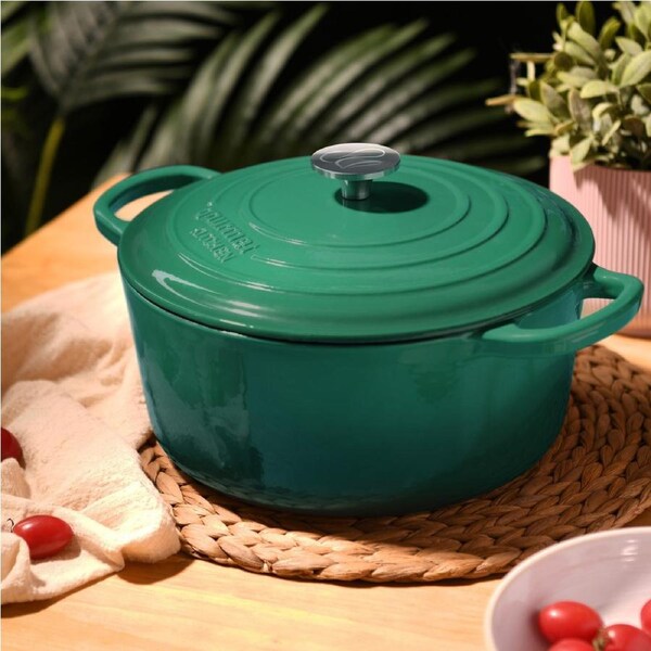 Gourmet Kitchen Cast Iron Casserole 28cm Eden Green