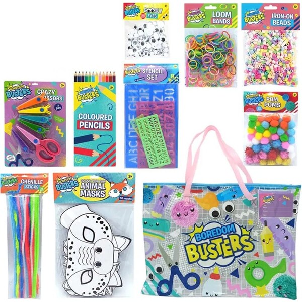 Boredom Busters Showbag 22 Arts & Crafts w/Pencil Case/Stencils/PomPoms/Scissors