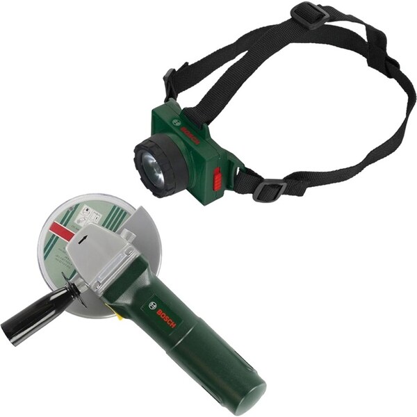 Bosch Klein Illuminating Mini Head Lamp & Mini Angle Grinder Tool Kids Toy 3y+