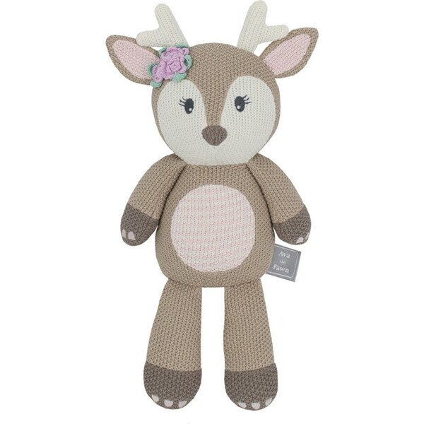 Living Textiles Whimsical 100% Cotton Knitted Kids Plush Toy Ava The Fawn 36cm