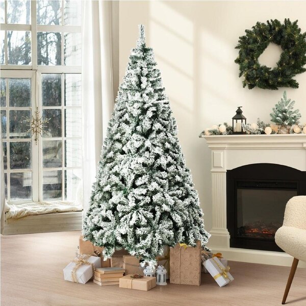 1.8M Christmas Tree Tinseltown 6FT Xmas Trees Decor White Snow Flocked 600 Tips