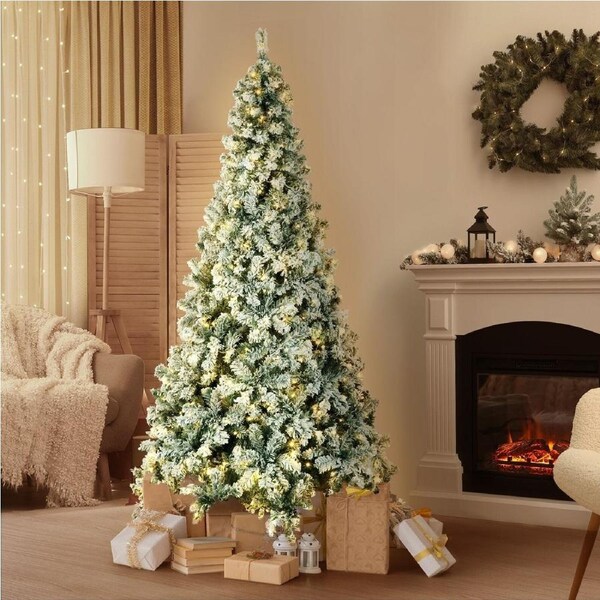 2.1M LED Christmas Tree Tinseltown 7FT Xmas Trees White Snow Flocked Decorations