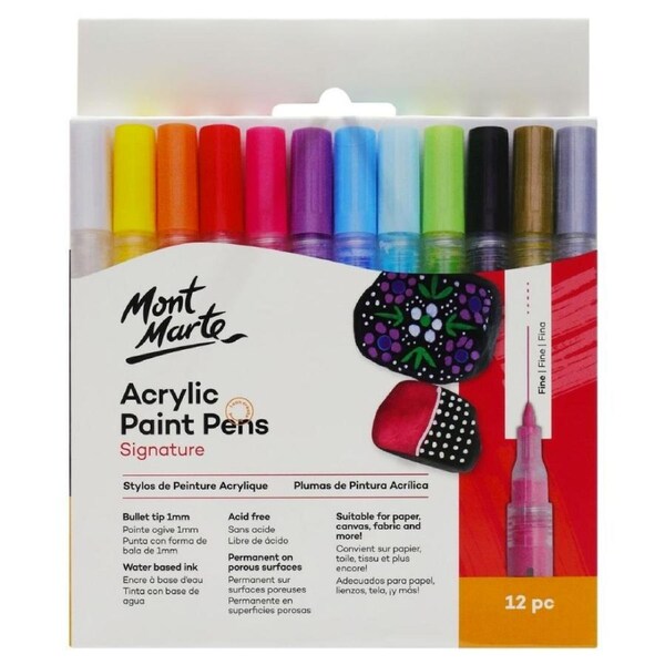 Mont Marte Signature Marker Set - Acrylic Paint Marker Fine Tip 12pc