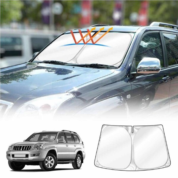 WindScreen Sun Shade for Toyota LandCruiser Prado 120 Series 2003-2009 Blocks UV Rays Foldable Custom Wind Screen Sun Visor Protector