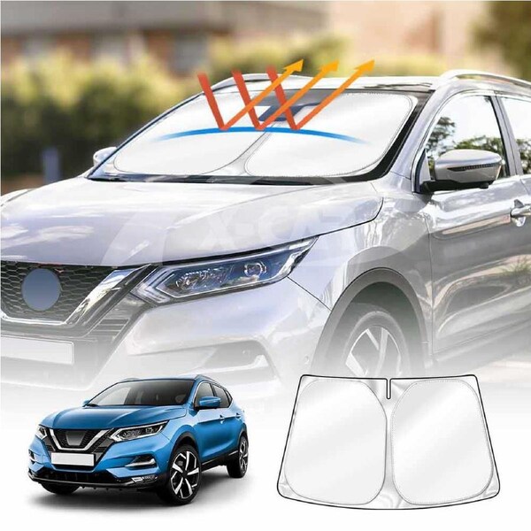 WindScreen Sun Shade for Nissan QASHQAI 2014-2021 Blocks UV Rays Foldable Custom Wind Screen Sun Visor Protector