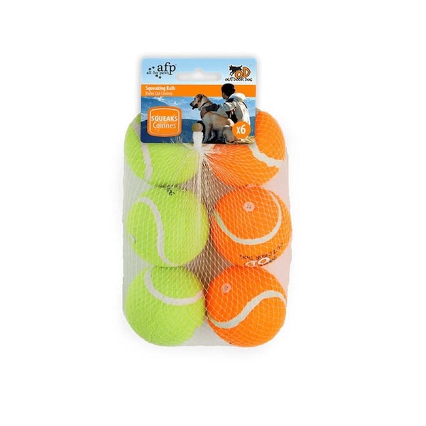 6 Pack Squeaking Tennis Ball - 6.5cm Squeaky Dog Puppy Play Fetch Outdoor Toy
