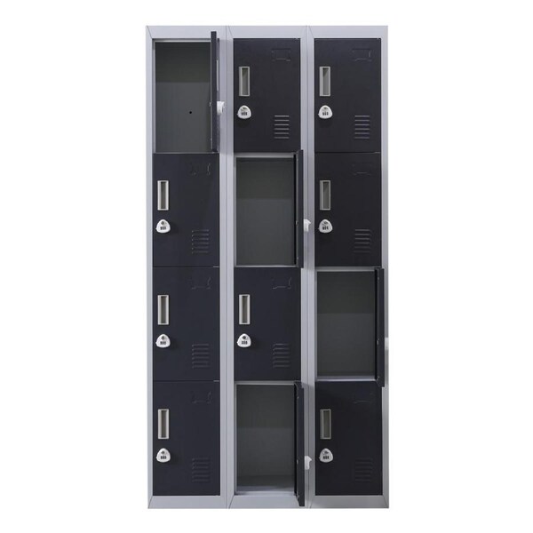 12-Door Locker for Office Gym Shed School Home Storage - 3-Digit Combination Lock