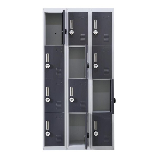 12-Door Locker for Office Gym Shed School Home Storage - 4-Digit Combination Lock