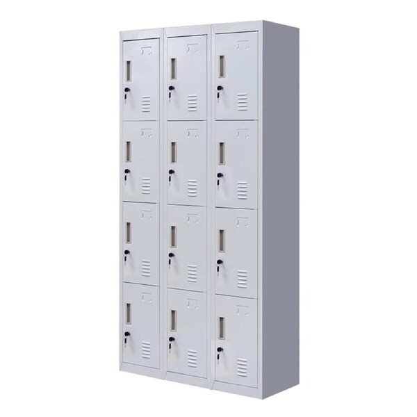 12-Door Locker for Office Gym Shed School Home Storage - Standard Lock with Keys