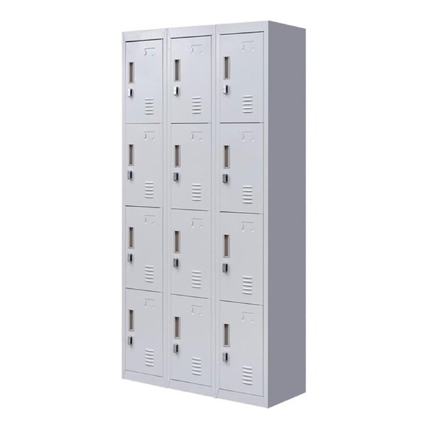 12-Door Locker for Office Gym Shed School Home Storage - Padlock-operated