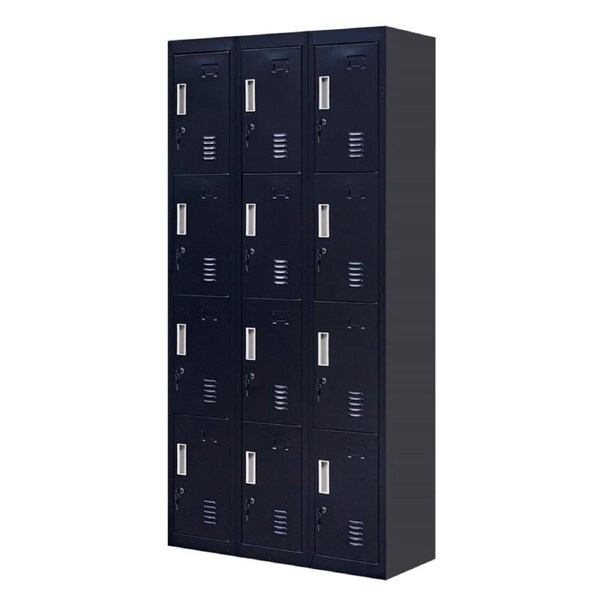12-Door Locker for Office Gym Shed School Home Storage - Standard Lock with Keys