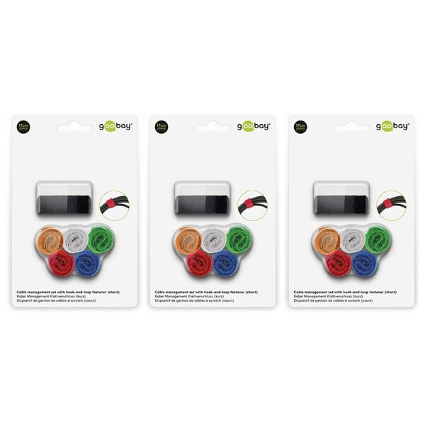 18pc Goobay Reusable Cable Management Hook & Loop Short Cord/Wire Organiser Ties