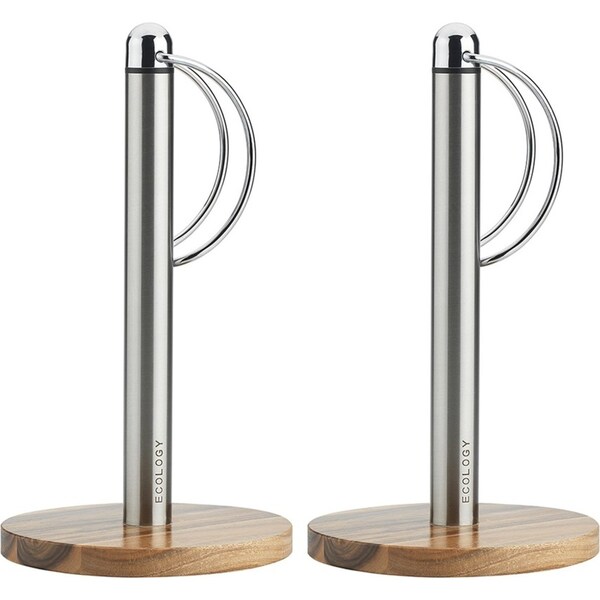 2x Ecology Provisions Acacia Paper Towel/Tissue Holder Stand Organiser Natural