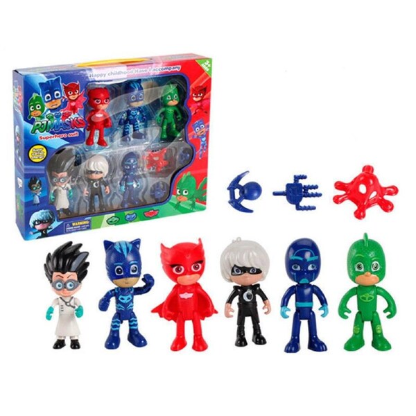 8CM 6-Piece PJ Masks Action Figure Playset - Catboy Owelette Gekko Romeo Luna Night Ninja
