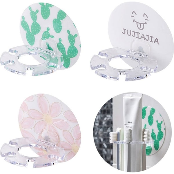 6pcs Multifunctional wall-mounted toothbrush and toothpaste storage rack