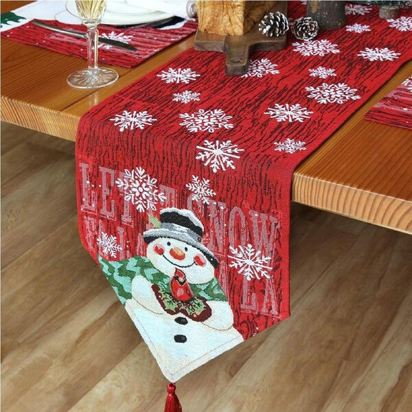 Christmas table runner snowman embroidery table tablecloth Christmas Table Decor