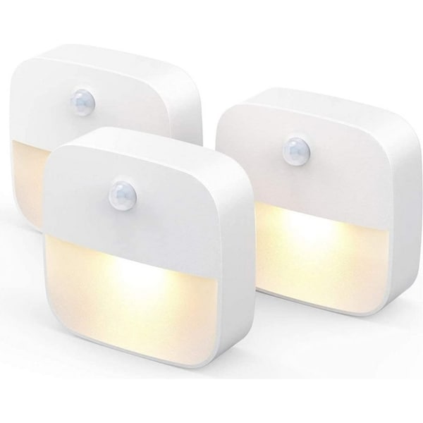 3 pcs Battery-Powered LED Night Light Motion Sensor Light-Warm white